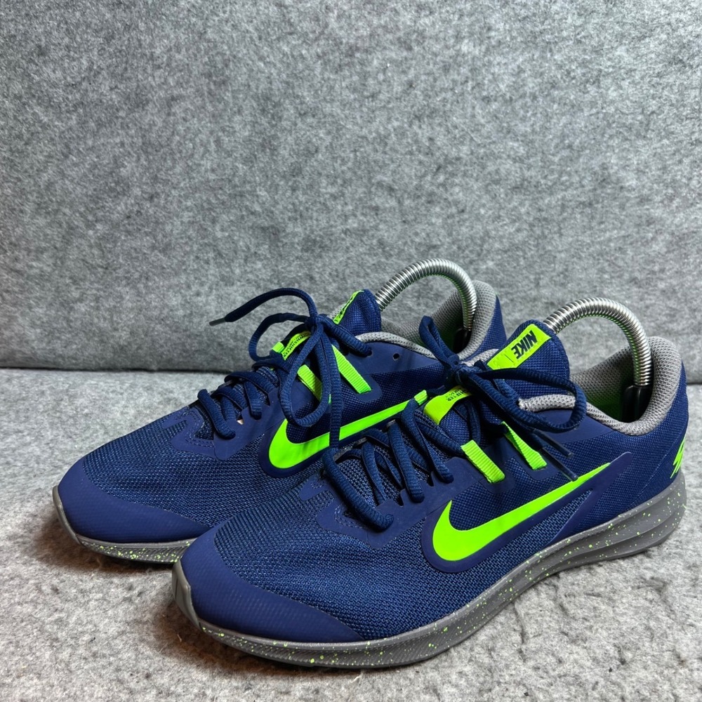 Nike Downshifter 9 Women Running Shoes Navy Blue Neon Lime Green Size Youth 7